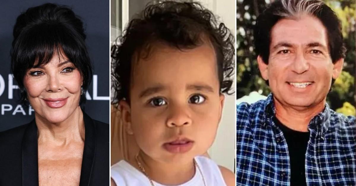 split photo of Kris Jenner, Tatum Thompson and Robert Kardashian.