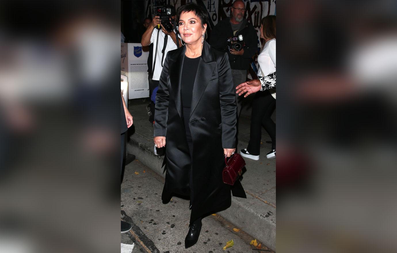 kris jenner and corey gamble seen leaving dinner at craigs restaurant in west hollywood