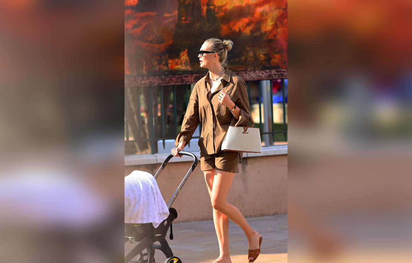 Karlie Kloss Is Chic in Matching Brown Set and Leather Saint Laurent  Sandals in St. Tropez