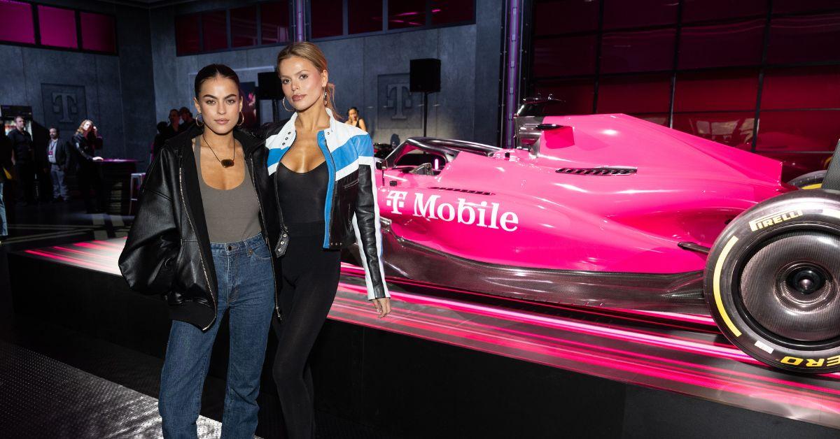 image of The sisters posed at the Las Vegas T-Mobile event. 