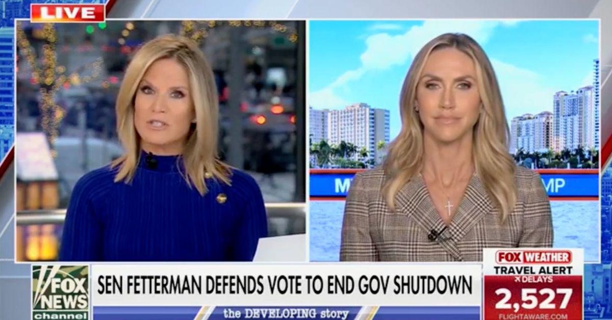 image of Lara Trump appeared on Fox News to talk about the end of the government shutdown on Tuesday, November 11.