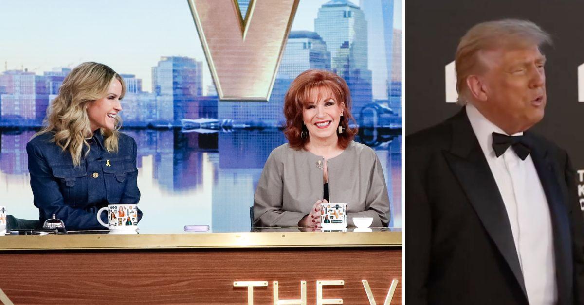 Photo of Sara Haines and Joy Behar and a photo of Donald Trumo