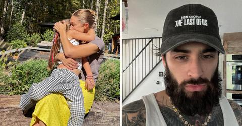 Photo of Gigi Hadid with daughter Kahi and a photo of Zayn Mailk