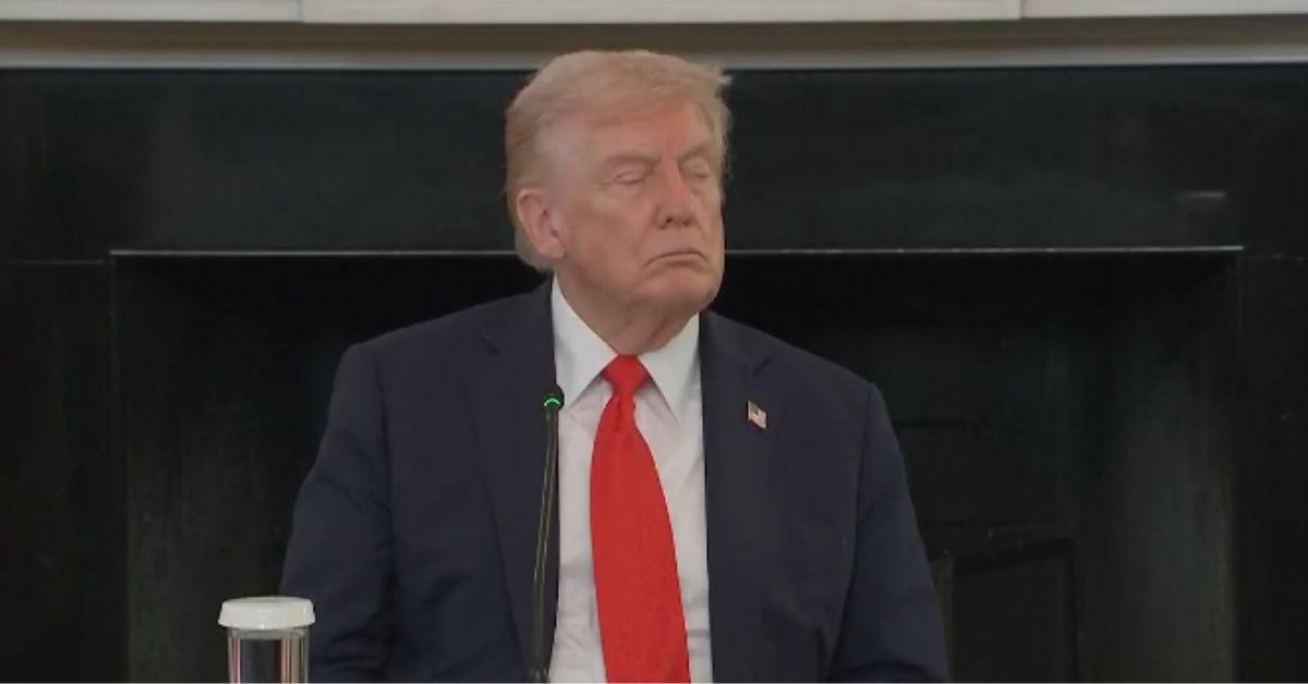 image of Donald Trump appeared to struggle to stay awake during a White House meeting.