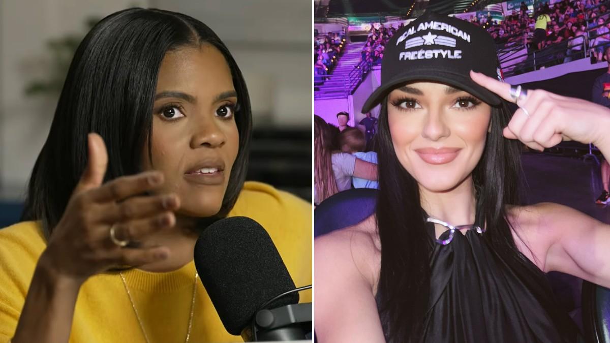 Split photo of Candace Owens and Alexis Wilkins.