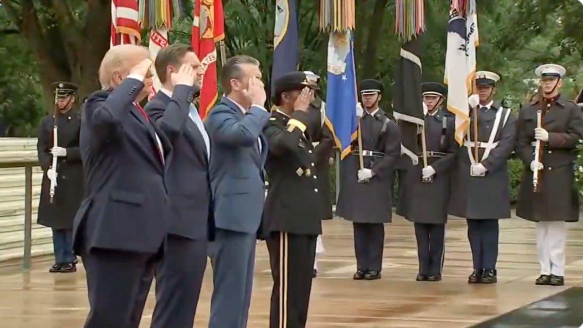 Photo of Donald Trump couldn't stand still during an 80-second salute on Memorial Day.