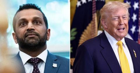 image split of Kash Patel and Donald Trump