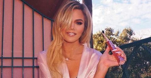 khloe kardashian burst oral care pink robe