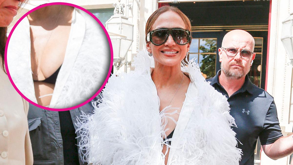 jennifer lopez exposes bra while out in paris