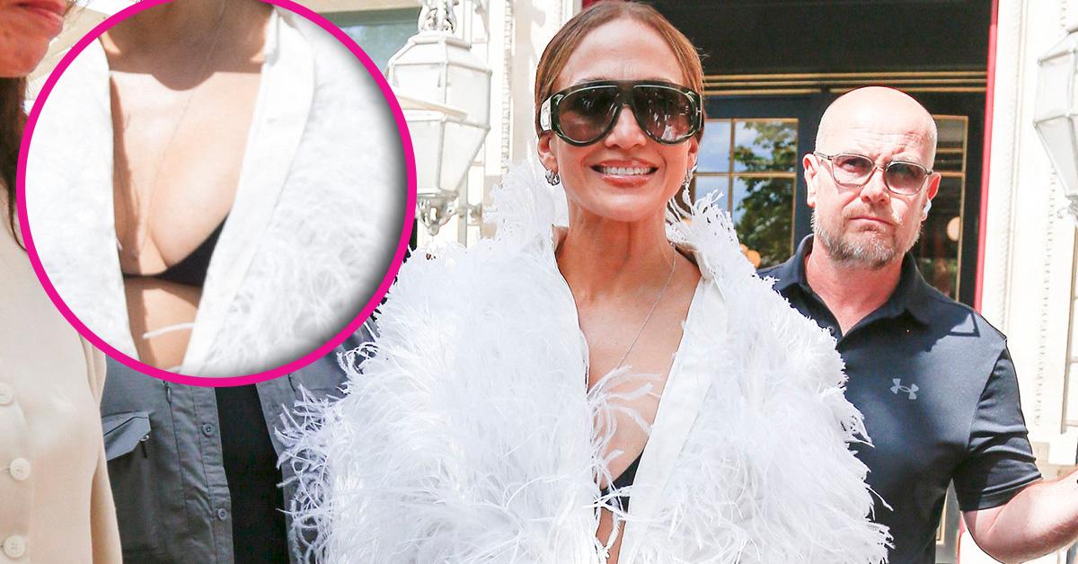 Jennifer Lopez Exposes Her Bra While Wearing Dramatic White…