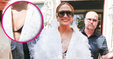 jennifer lopez exposes bra while out in paris
