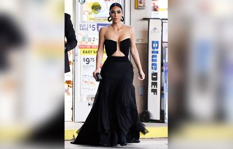 kim kardashian strapless black dress convenience store