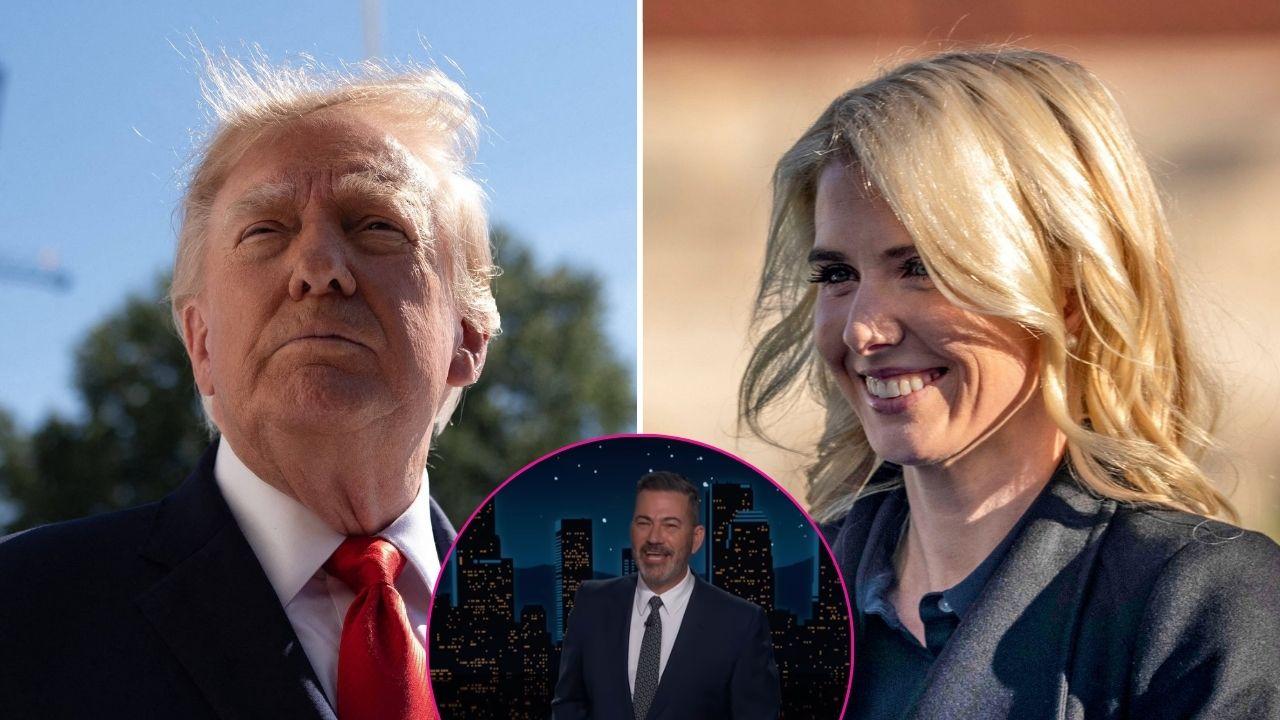Composite photo of Donald Trump, Jimmy Kimmel and Natalie Harp.