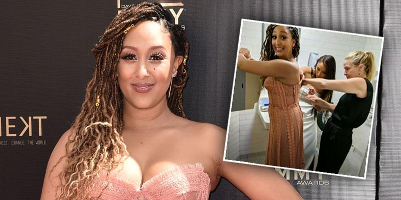 Sister, Sister star Tamera Mowry squeezes her assets into boob-baring gown  at Emmy after-party - Mirror Online