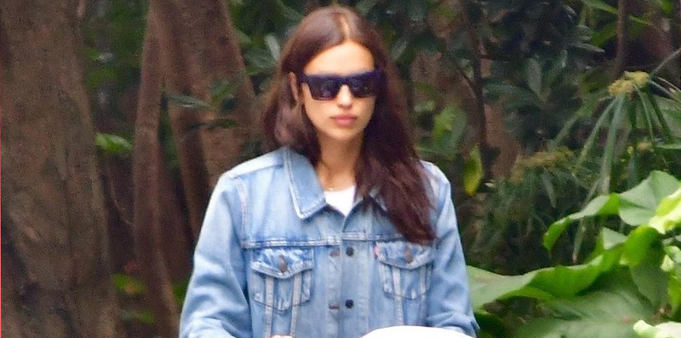 Irina Shayk looks casual for a morning stroll with her newborn