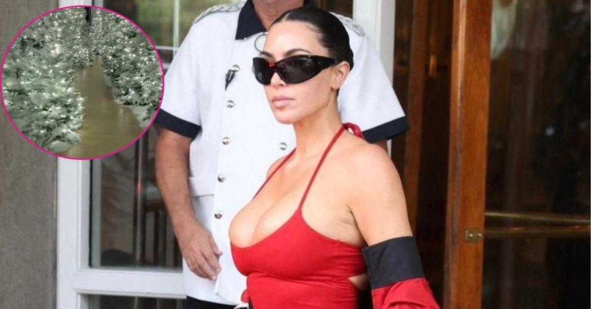 photo of kim kardashian and christmas trees