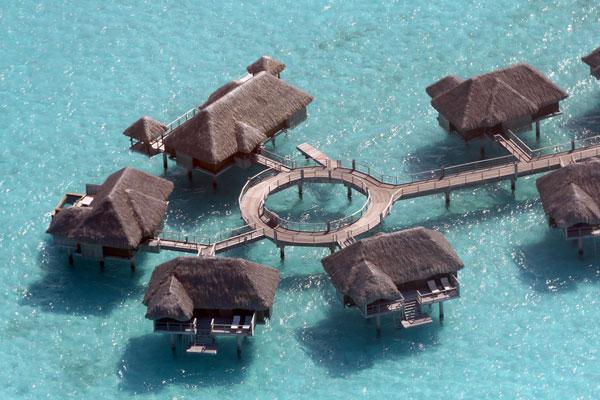 EXCLUSIVE: General views of the Four Seasons hotel in Bora Bora where Jennifer Aniston and Justin Theroux are reportedly spending their honeymoon.