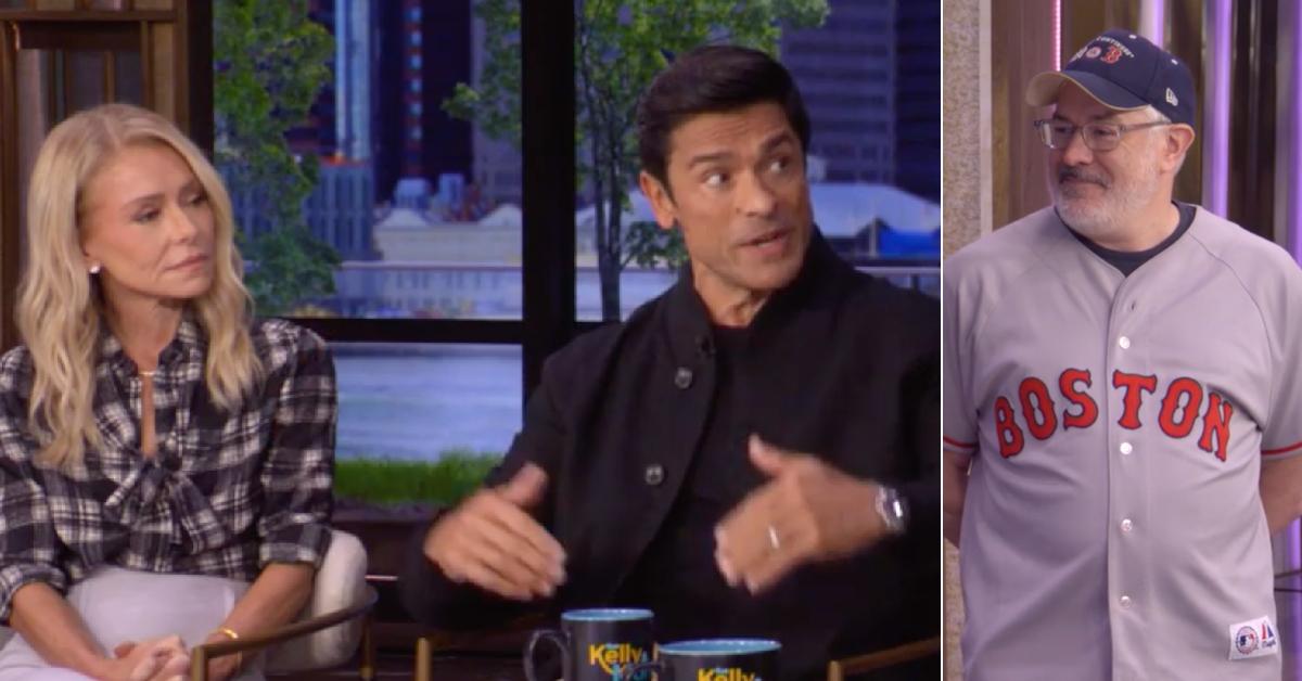 Photo of Kelly Ripa, Mark Consuelos and 'Live' lighting technician Andy.