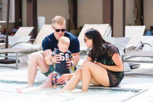 //Sean Catherine Samuel sitting in pool x