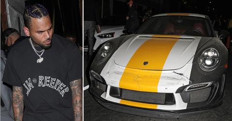 chris brown porsche hit by drunk driver in west hollywood