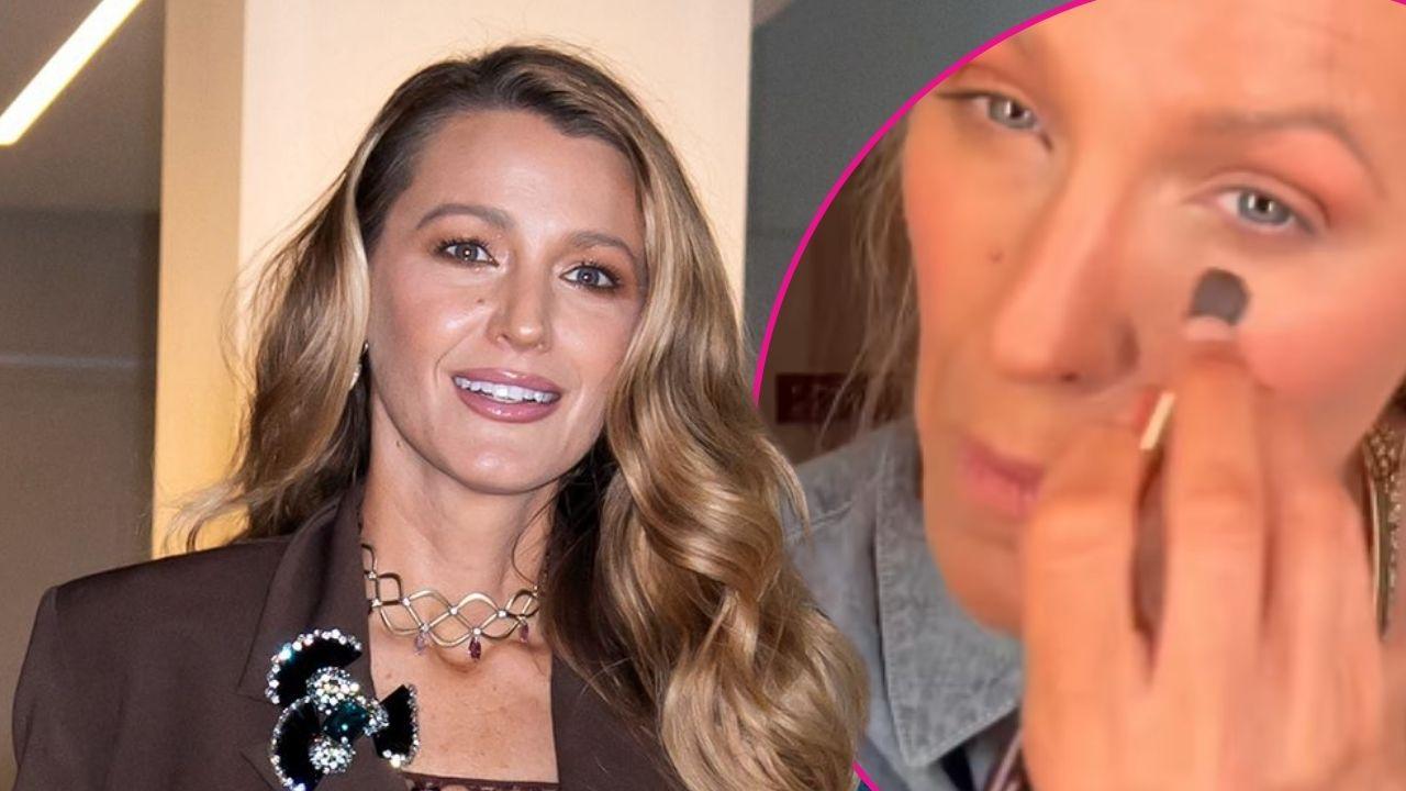 blake lively behind the scenes makeup hair prep buttons pants