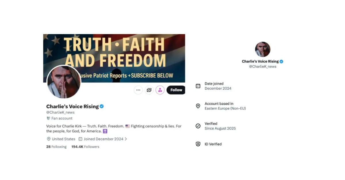 image of The president has shared content from a Charlie Kirk-themed account is based in Eastern Europe.