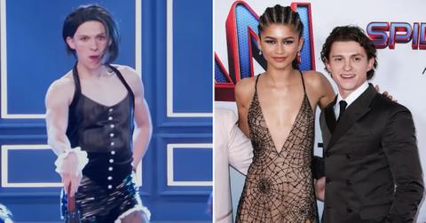 Photo of Tom Holland on 'Lip Sync Battle' and photo of Holland with Zendaya