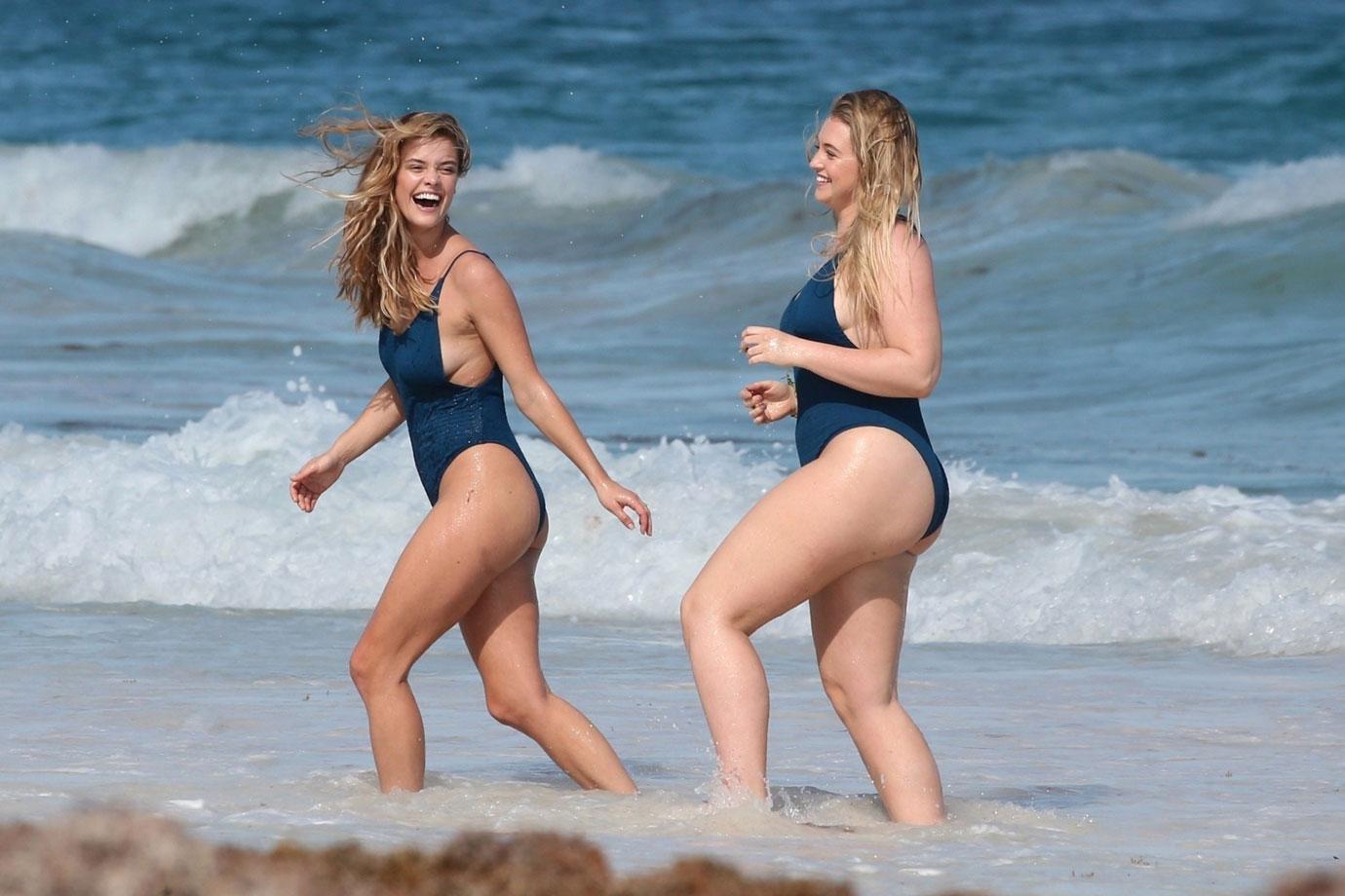 Nina Agdal & Iskra Lawrence Strip Down On The Beach