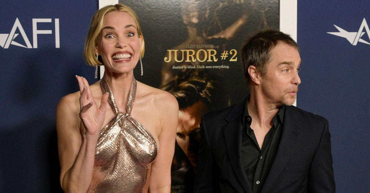 Image of Leslie Bibb and Sam Rockwell costarred on 'The White Lotus.'