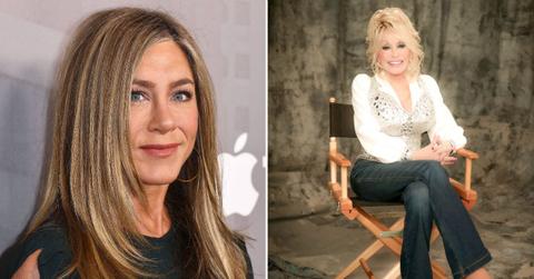 Split photo of Jennifer Aniston and Dolly Parton