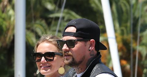Cameron Diaz and Benji Madden spotted leaving their holiday yacht