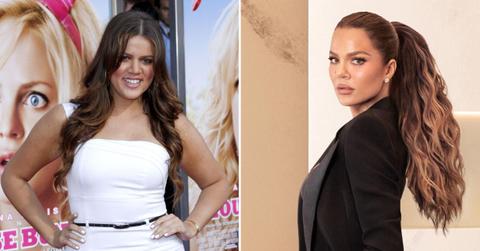 Split Image of Khloé Kardashian before and after.