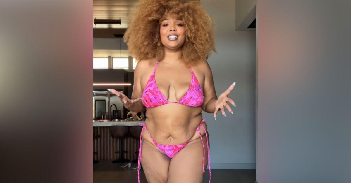 lizzo flaunts weight loss tiny purple bikini photos