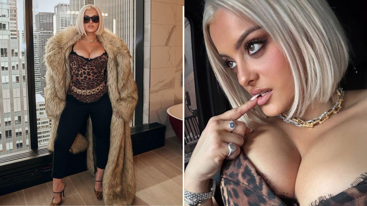 image of Bebe Rexha rocked a plunging leopard corset.