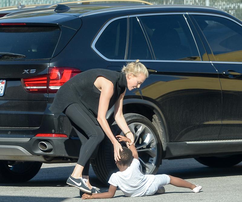 EXCLUSIVE: Charlize Theron takes the kids to a dance class in Hollywood and leaves early due to Jackson throwing a temper tantrum