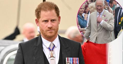 image of prince harry, inset of King Charles