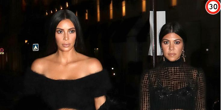 Kim Kardashian and her sister Kourtney arrive at the Ritz hotel