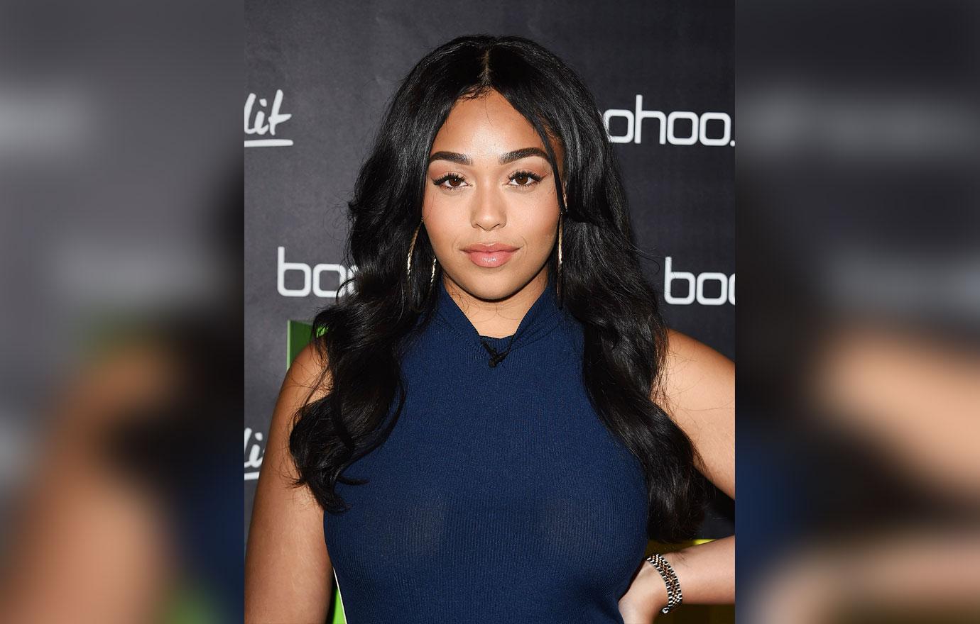 Jordyn Woods In Navy Blue Dress