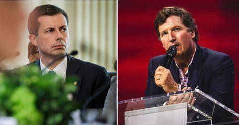 Composite photo of Pete Buttigieg and Tucker Carlson