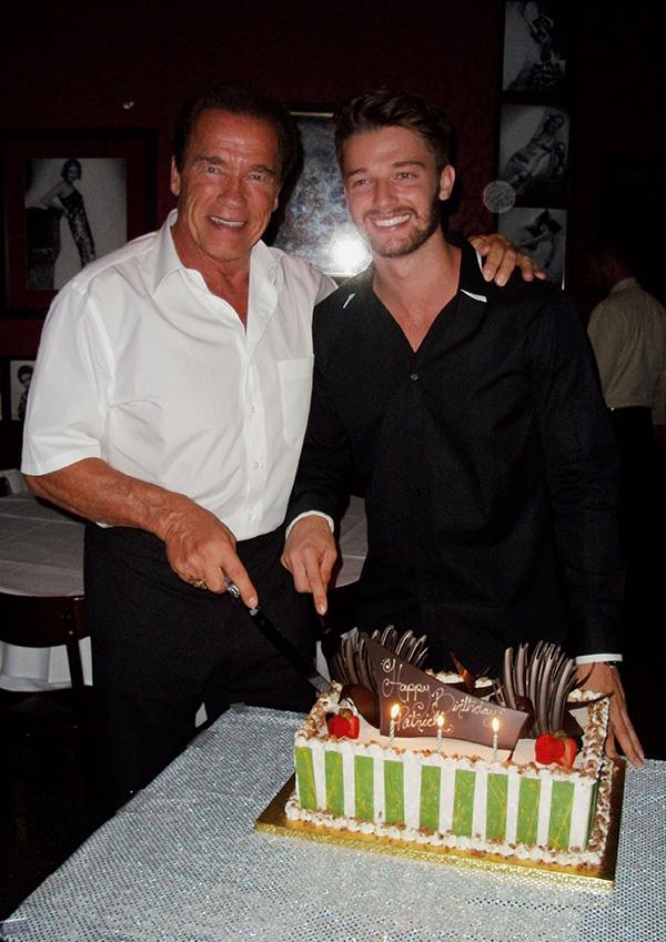 Patrick Schwarzenegger celebrates his 21st birthday with dad Arnold at Strip House restaurant in Las Vegas