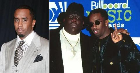 Photo of Sean 'Diddy' Combs and a picture of him with Notorious B.I.G.