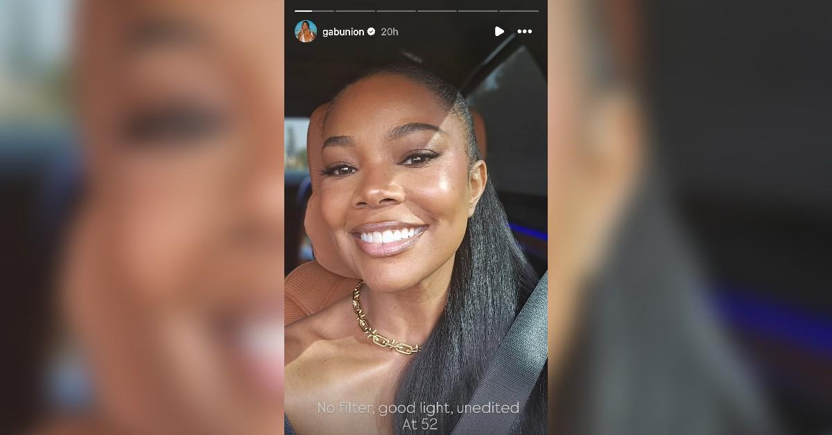 gabrielle union best anti aging advice posting unedited selfie