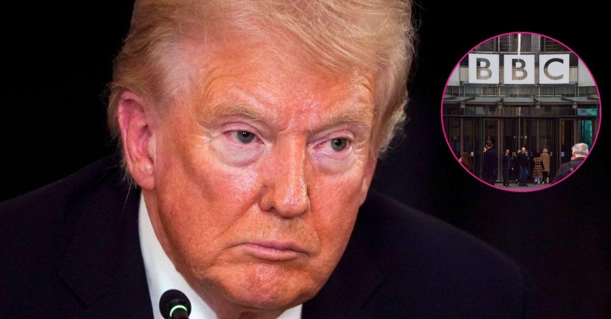 photo of donald trump and the bbc headquarters