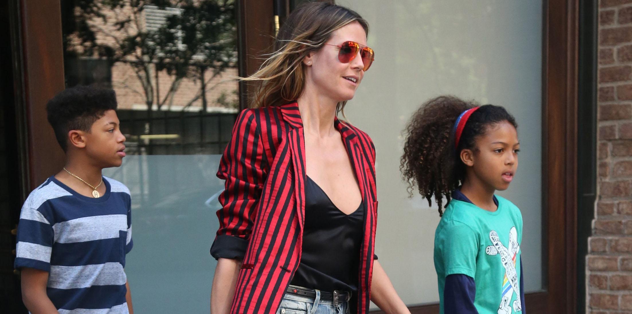 Heidi Klum steps out to run errands with her kids in New York