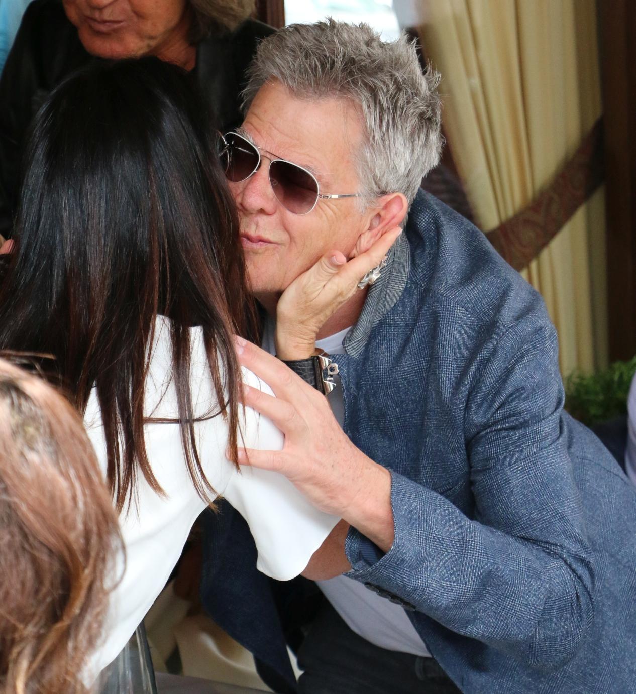 EXCLUSIVE: David Foster Gets A Kiss From Kyle Richards While Having Lunch With Mohamed Hadid