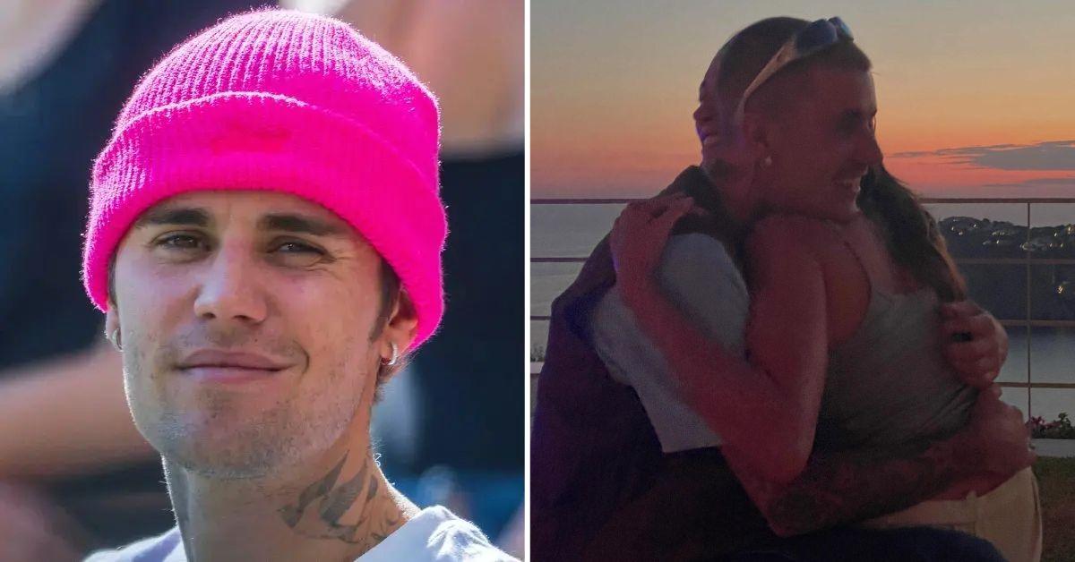 Photo of Justin Bieber and a picture of him with Hailey Bieber