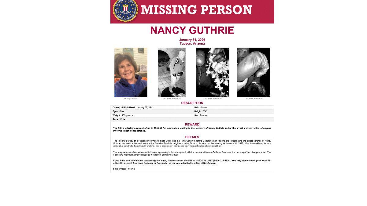 Image of FBI Missing Poster of Nancy Guthrie