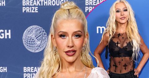 christina aguilera sheer black outfit la event