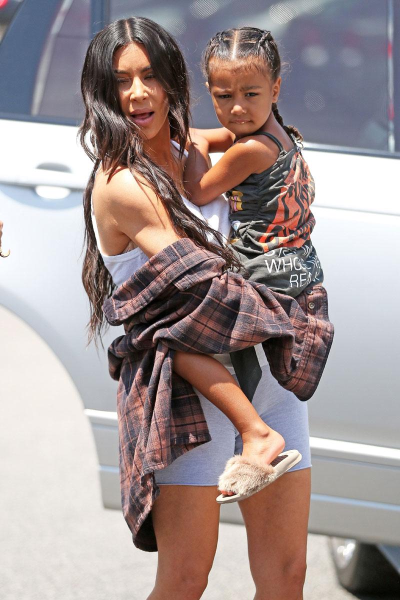 Kim Kardashian stops by Color Me Mine in Calabasas with North