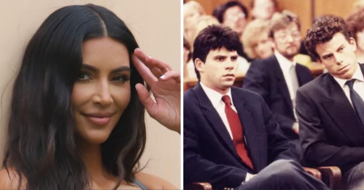 Split photo of Menendez brothers and Kim Kardashian